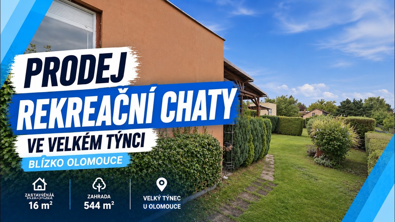 Prodej rekreační chaty Velký Týnec u Olomouce.