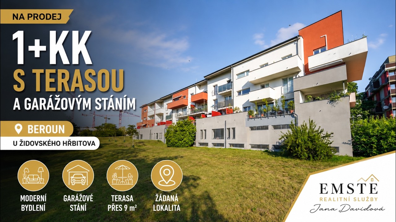 Prodej bytu 1+kk s terasou a garážovým stáním v Berouně
