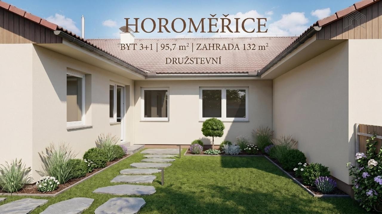 Byt 3+1 se zahradou 132 m² v Horoměřicích – bydlení jako v domě, pár minut od Prahy