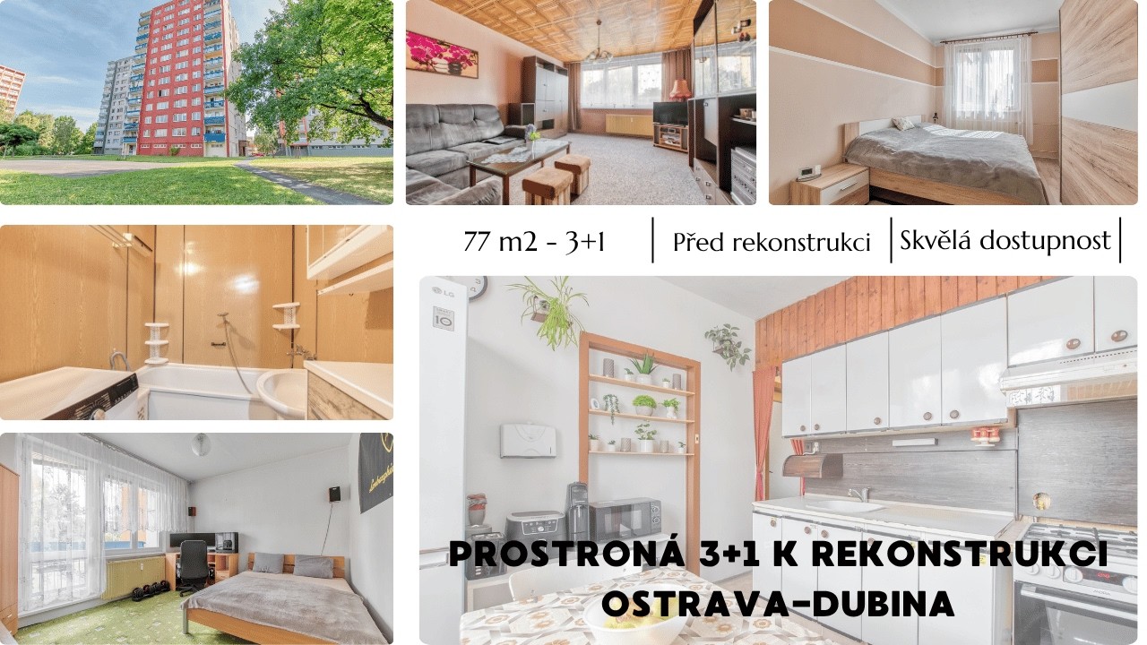 Prodej prostorného bytu 3+1 před rekonstrukcí v Ostravě - Dubině!