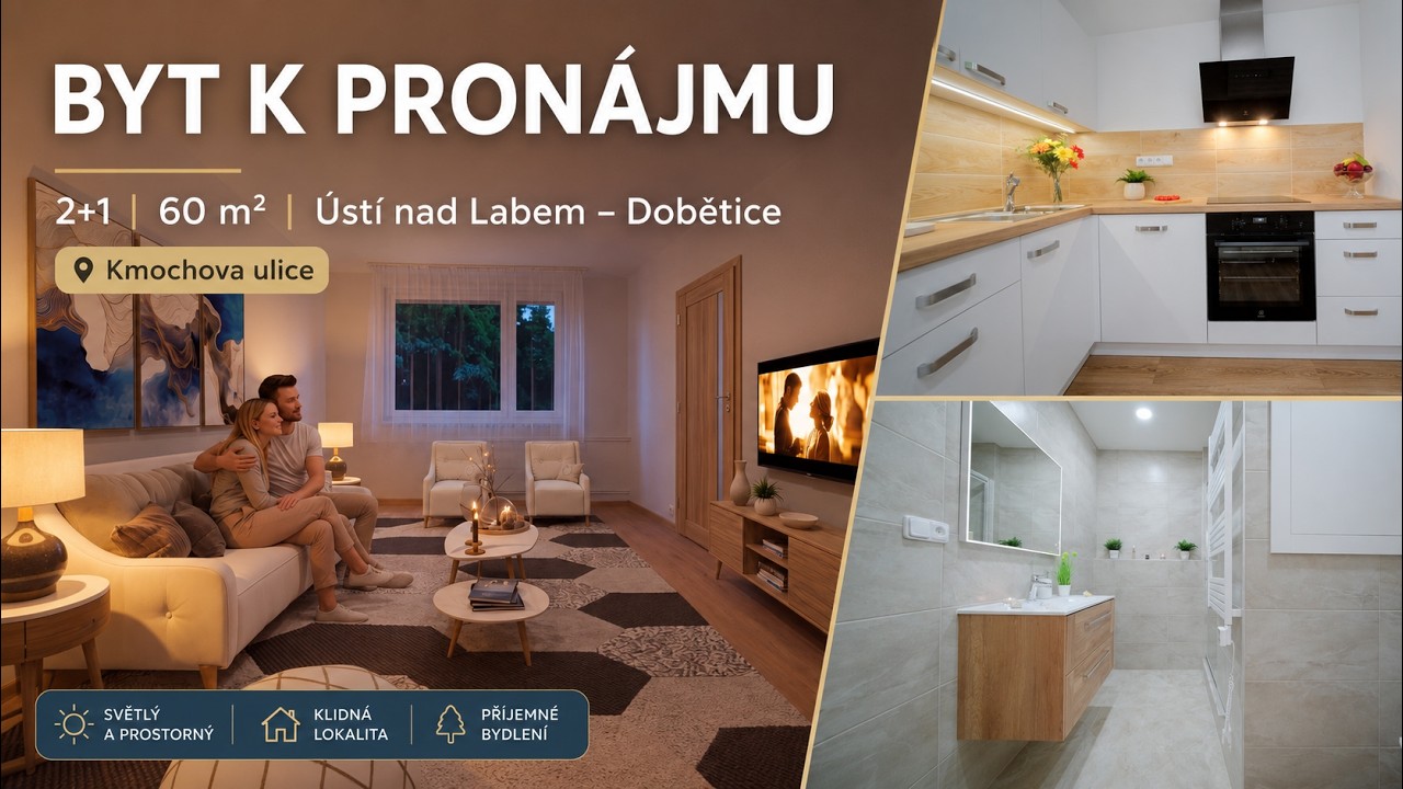 K PRONÁJMU - Slunný a prostorný byt 2+1 s komorou & sklepem, 60m2, ul. Kmochova, Ústí nad Labem