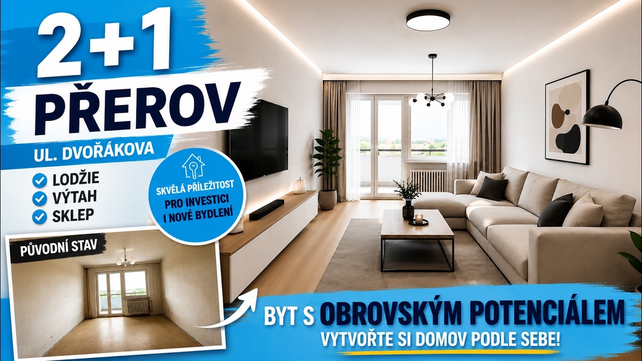 Prodej bytu 2+1 v Přerově. Příležitost, která dává smysl dnes i za několik let.