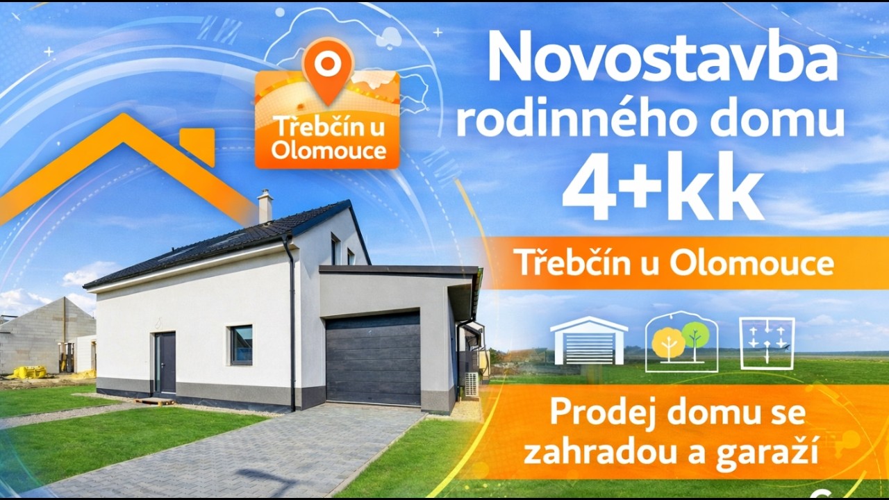 Novostavba rodinného domu 4+kk Třebčín u Olomouce | Prodej domu se zahradou a garáží