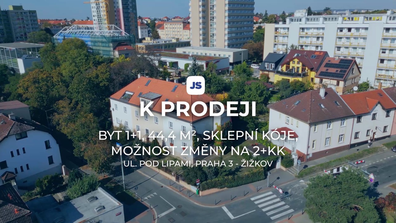 Byt 1+1, 44,4 m², sklepní kóje, možnost změny na 2+kk, ul. Pod Lipami, Praha 3 – Žižkov
