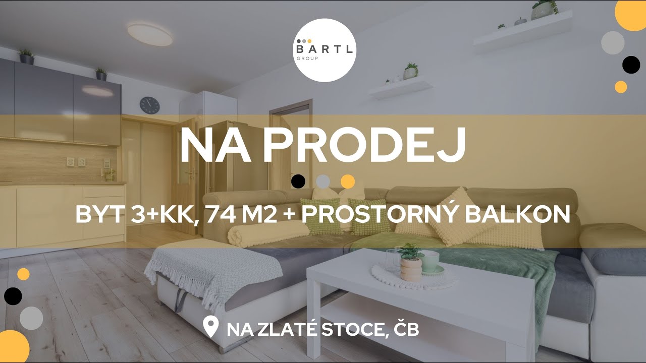 PRODÁNO - moderní a hezký byt 3+kk s prostorným balkonem - ČESKÉ BUDĚJOVICE, ul. Na Zlaté stoce
